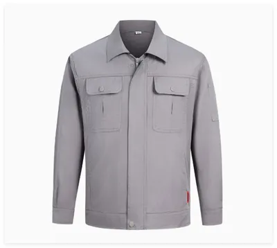 Breathable Woven Lapel Labor Shirt Hidden Zipper Reinforced Stitch Factory Work Top Jacket