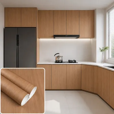 Self Adhesive Stain Resistant Wood Grain PVC Decorative Furniture Film for Kitchen