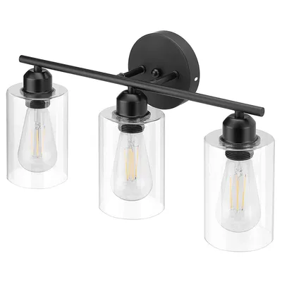 Langde Contemporary Industrial Iron Matt Black 3 Lights Bathroom Vanity Light Wall Sconce Fixtures Ldm5010-3