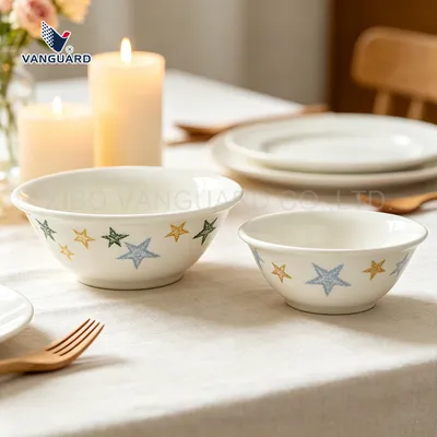 High Quality Ceramic Food Bowl Custom Printed Kitchenware Soup Bowl for Daily Home Use