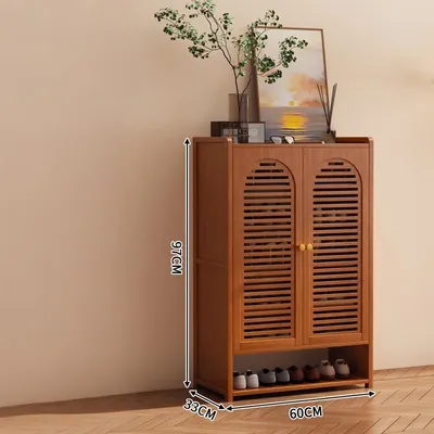 New Storage Shoe Cabinet and Shoe Rack 2 Louvered Doors 7 Layers 60*33*97cm