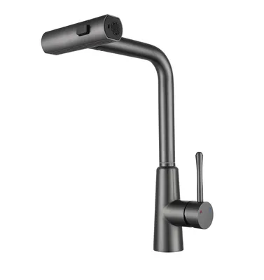 Waterfall Kitchen Sink Faucet with Pull Down Sprayer, 3 Modes (Sweep/Stream/Waterfall) Rotary Switch Stainless Steel Commercial Modern Faucet