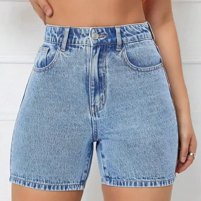 High-Quality Women's Blue Skinny Denim Shorts Slim Fit Casual Denim Jeans
