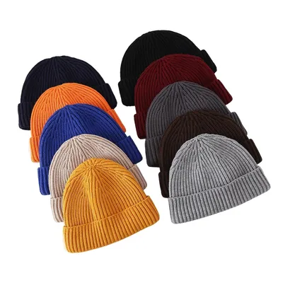 Custom Logo Ribbed Cuffed Knitted Toques Wholesale, Unisex Winter Blank Beanie Hat