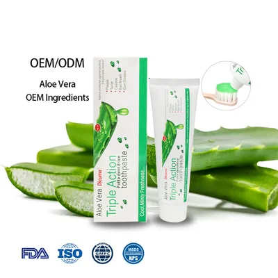 Aloe Vera Toothpaste Green OEM Soothing Sensitive for Care Whitening Organic Fresh Mint Flavored 100g Custom