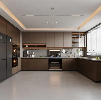 Modern Simple Design Premade Grey Lacquer Kitchen Cabinets for Sale
