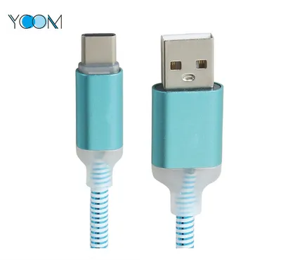 Aluminum Alloy USB to Type-C LED Charging Cable 2.0 for Mobile Phone