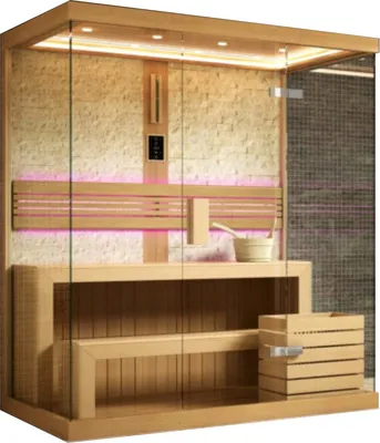 Hemlock Wood Traditional Finnish Sauna Room with Sauna Heater
