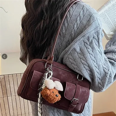 Bowling Bag, Women's Fashionable Hand-Held Shoulder Bag, High-End Boston Bag