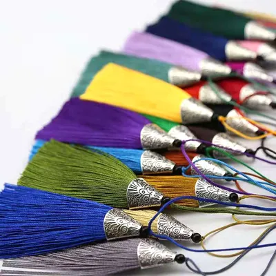in Stock Beaded Fish Head Metal Silk Tassel with Loop for Jewelry