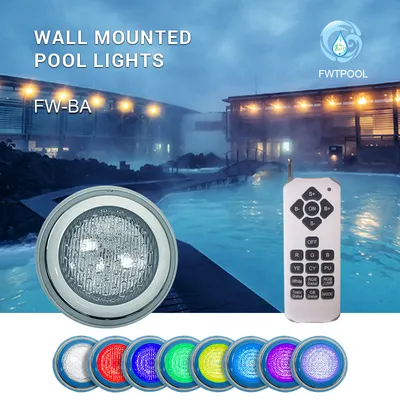 Wall Mounted RGB IP68 18W 24W 36W Blue Round Stainless Steel Underwater LED Pool Light with Remote Controller