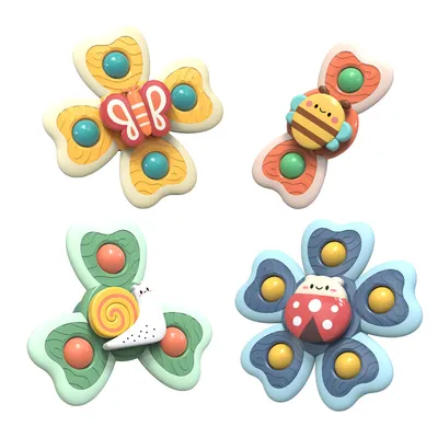 2-4 Year Old Toddler Spinning Top Toy 3PCS Suction Cup Spinner Set Bath Time Fun Stem Learning Safe Play