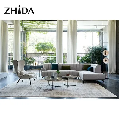 Home Furniture Living Room Sofa Fabric L Shape Sectional Couch Set