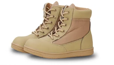 Lightweight Zip Beige Color Black Kids Boots