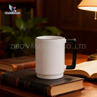 Two-Tone Color Drinking Coffee Mug Custom Logo Large Ceramic Pottery Cup