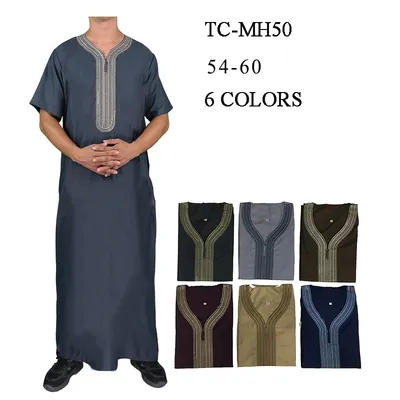 Hot Sales New Model Morocco Style Cotton Thobe High Quality Khamis Arab Islamic Clothing Thobe