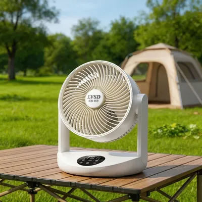 Solar Powered High Efficiency 2000mAh Rechargeable Fan with Light Portable Remote Outdoor & Car Use Camping Fan