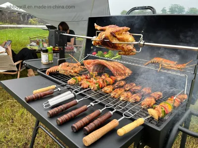 BBQ Grill Oil Barrel Foldable Side Table Charcoal Grill