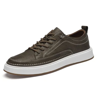 Fasctory Wholesale Elegent Leisure Shoes Custom Walking Sneakers Men's Casual Leather Shoes