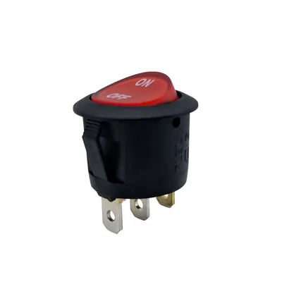 6A 250VAC T125/55 1e4 Red Illuminated Round Rocker Switch