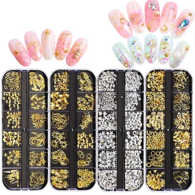 Mixed Nail Rhinestones Plastic Box Nail Art Decorations