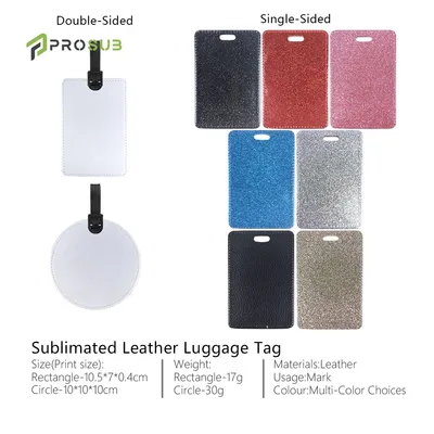 Prosub Sublimation Leather Blank Luggage Tags Customized Design Acceptable