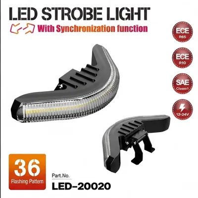 LED Strobe Light 12-24V ECE R65 R10 Emergency Warning Light with 36 Flashing Patterns for Trucks Trailers Commercial Vehicles