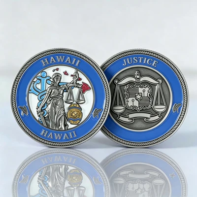 Hawaii Medicaid Department 3D Soft Enamel Metal Silk Screen Printed Custom Coin