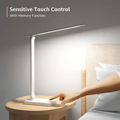 Desk Lamp with USB Charging Port Dimmable Home Office Lamp Touch Control Bright Reading Desk Lamp