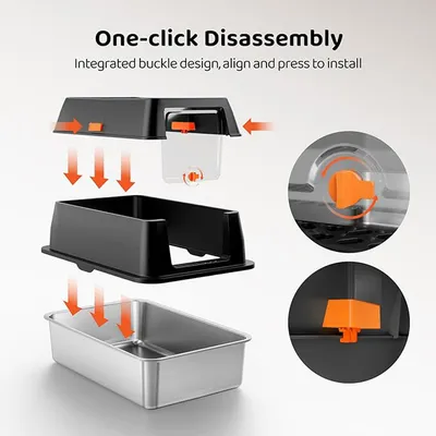 Ultimate Easy Clean Leak-Proof Cat Litter Box with Splash Guard