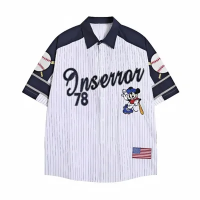 Inserror Themed Button up Baseball Wear Mickey Number 78 Training Running Wear