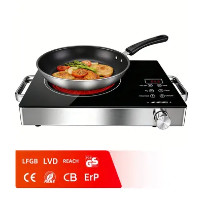 2000W Square Infrared Ceramic Cooktop with Touch & Knob Control for Household
