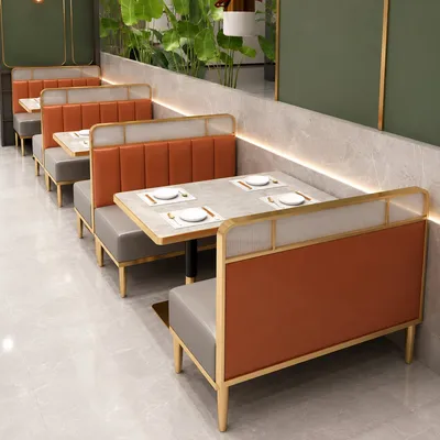 Project Modern Wooden Frame Dining Booth Seating Customization Cafe Metal Base Tables and Chairs Set Restaurant Furniture