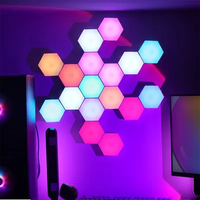 Music Control Hexagonal Light Quantum Honeycomb Game Room Hexagonal Wall Christmas Decoration LED Lights