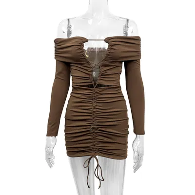 OEM/ODM Sexy One-Shoulder Hollow-out Backless Sheath Short Women Dress
