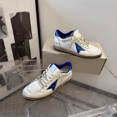 Vintage Star Casual Shoes Blue Splice Goose Sneakers Leather Vintage Sports Shoes
