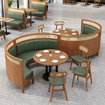 Cafe S U Shape Curved Wood Sofa Dining Booth Seating Restaurant Furniture
