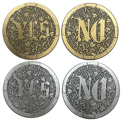 Wholesale Bulk Metal Zinc Alloy Lucky Coin Antique Plated Commemorative Coin Yes or No Decision Coin