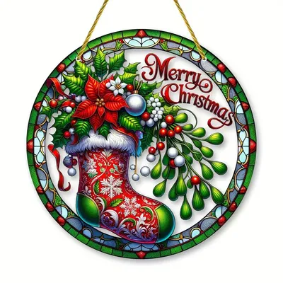 Christmas Holiday Acrylic Room Decoration Pendant, Holiday to Send Meals Friends and Family Gifts, Party Courtyard Decoration Elk, Snowman, Bell Pendant Decorat
