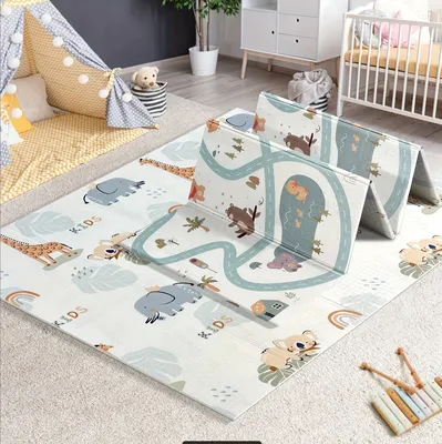 Toddler Crawling Play Mat Portable Easy Carry Reversible Floor Mat