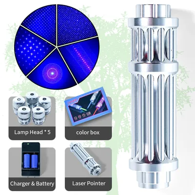 1W Blue Laser Pointer - High Power with Batteries, Metallic Finish