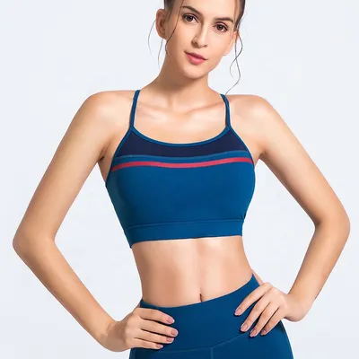 OEM Service Striped Strappy Wireless Fitness Workout Clothing Gym Clothes for Women Bra Sexy Sport Wear