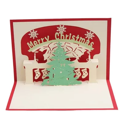 Wholesale Luxury Paper Card Decoration 3D Pop up Holiday Christmas Greeting Card