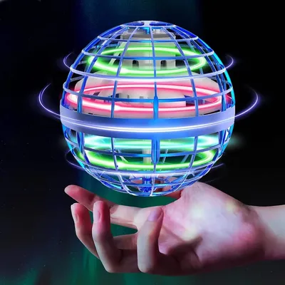 Hand Control Flying Ball Gyroscope Toy, Round Shape Mini Spinner Flying Drone with LED Light Gravity Induction