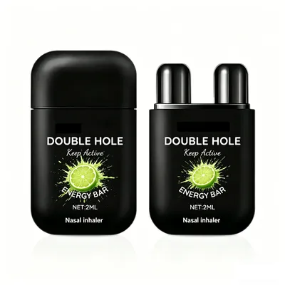 Double Hole Energy Nasal Inhaler Stick Lime Scent Refreshing Menthol Nose Inhaler Anti Sleepiness Portable Pocket Nasal Inhaler
