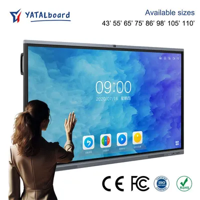 75 Inch LCD Touch Screen 4K HD Interactive Flat Panel 55 65 75 85 86 98 100 110 Inch Android OPS Smart Board Interactive Board for Classroom School