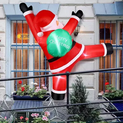 Giant Christmas Inflatable Climbing Wall Santa Claus