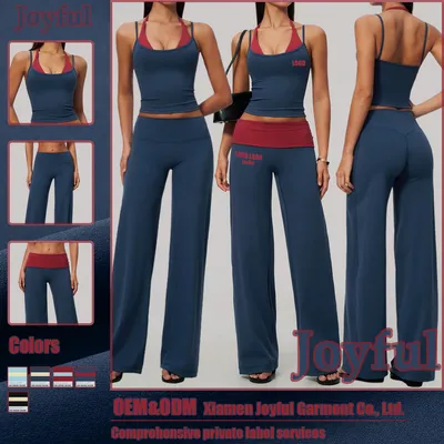 Wholesale Fashion Clothing Color-Blocking False Two-Piece Yoga Sports Wear Woman