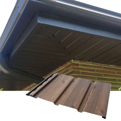 PVC Soffit Panel Ventilated Solid Wood Look Waterproof Anti-Aging UV Resistant Exterior Roof Eaves Soffit Panel