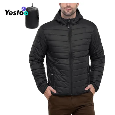 Men's Lightweight Thermal Puffer Jacket - Hooded Winter Coat, Water-Resistant Packable Bulk Order
